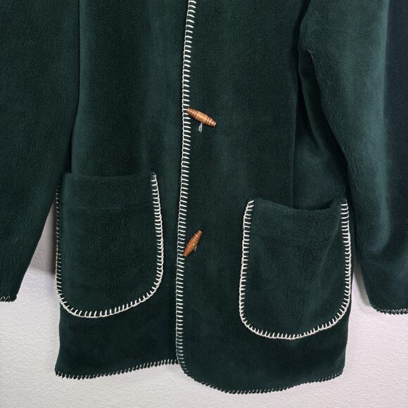 Denali Jacket Womens Medium Reversible Fleece Coat Hooded Moose Winter Scene Vtg - Picture 12 of 15